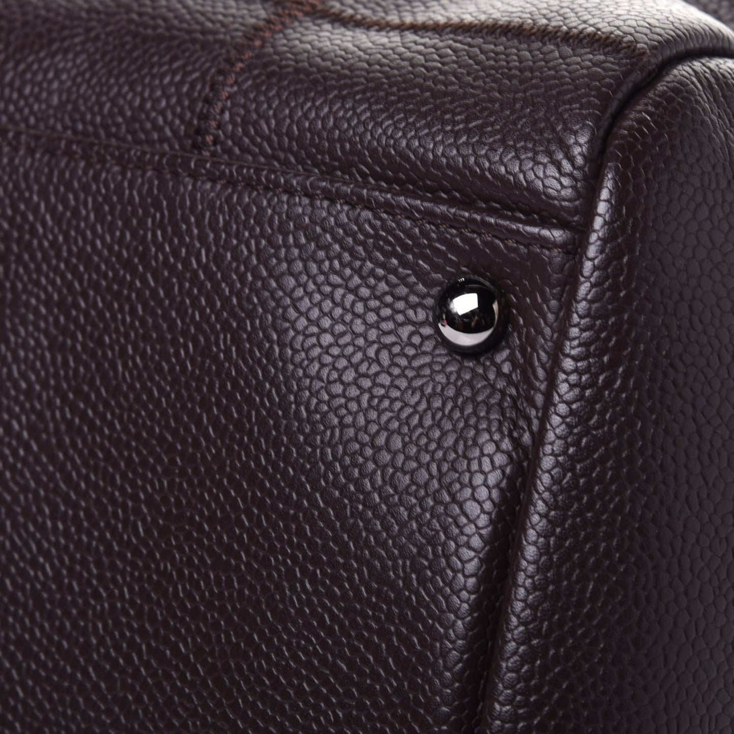 Caviar Square Stitched Large Satchel Dark Brown