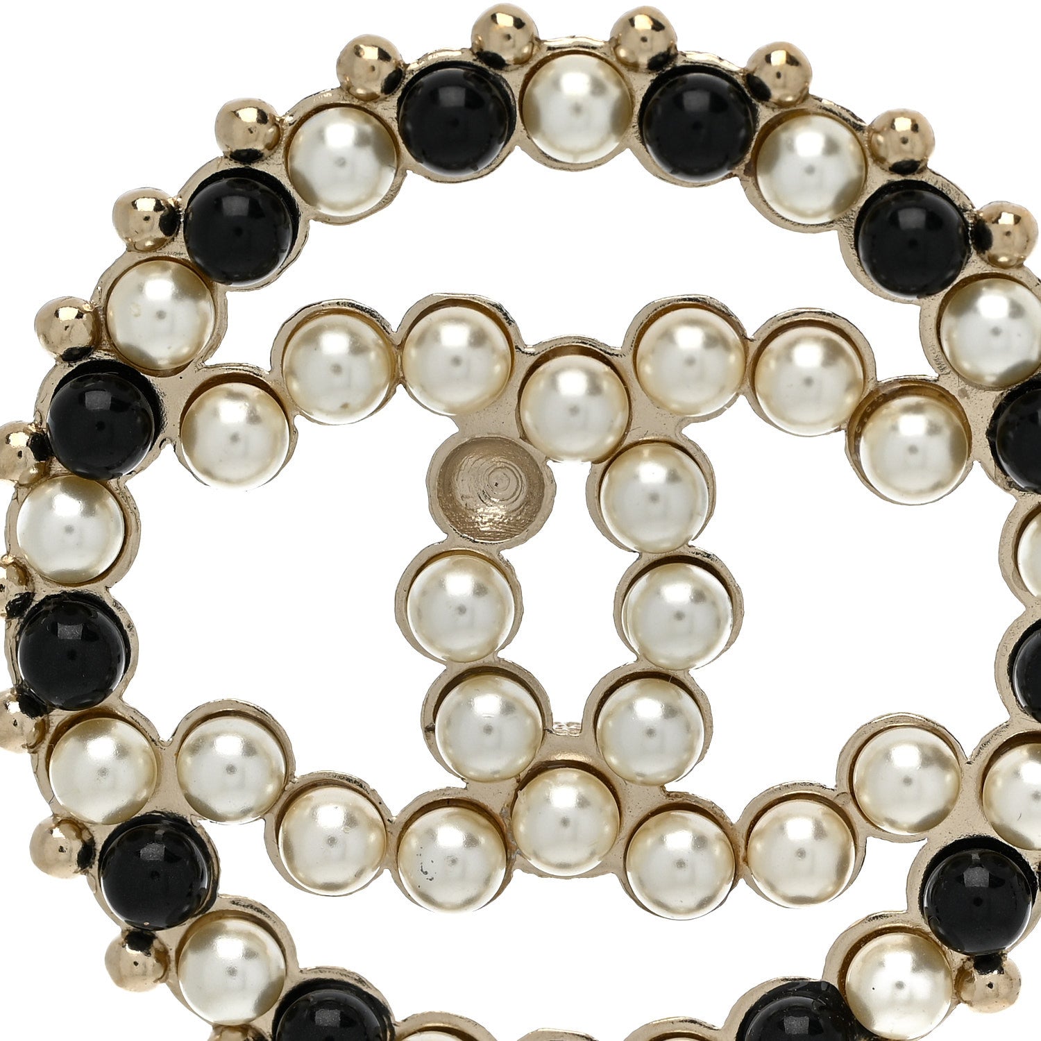 Chanel Resin Pearl CC Earrings Gold Black 5 of 6