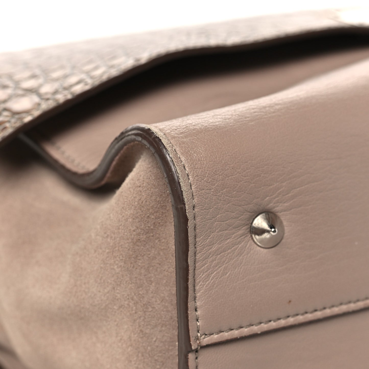 Calfskin Crocodile Embossed Medium Shark Lock Satchel Sand
