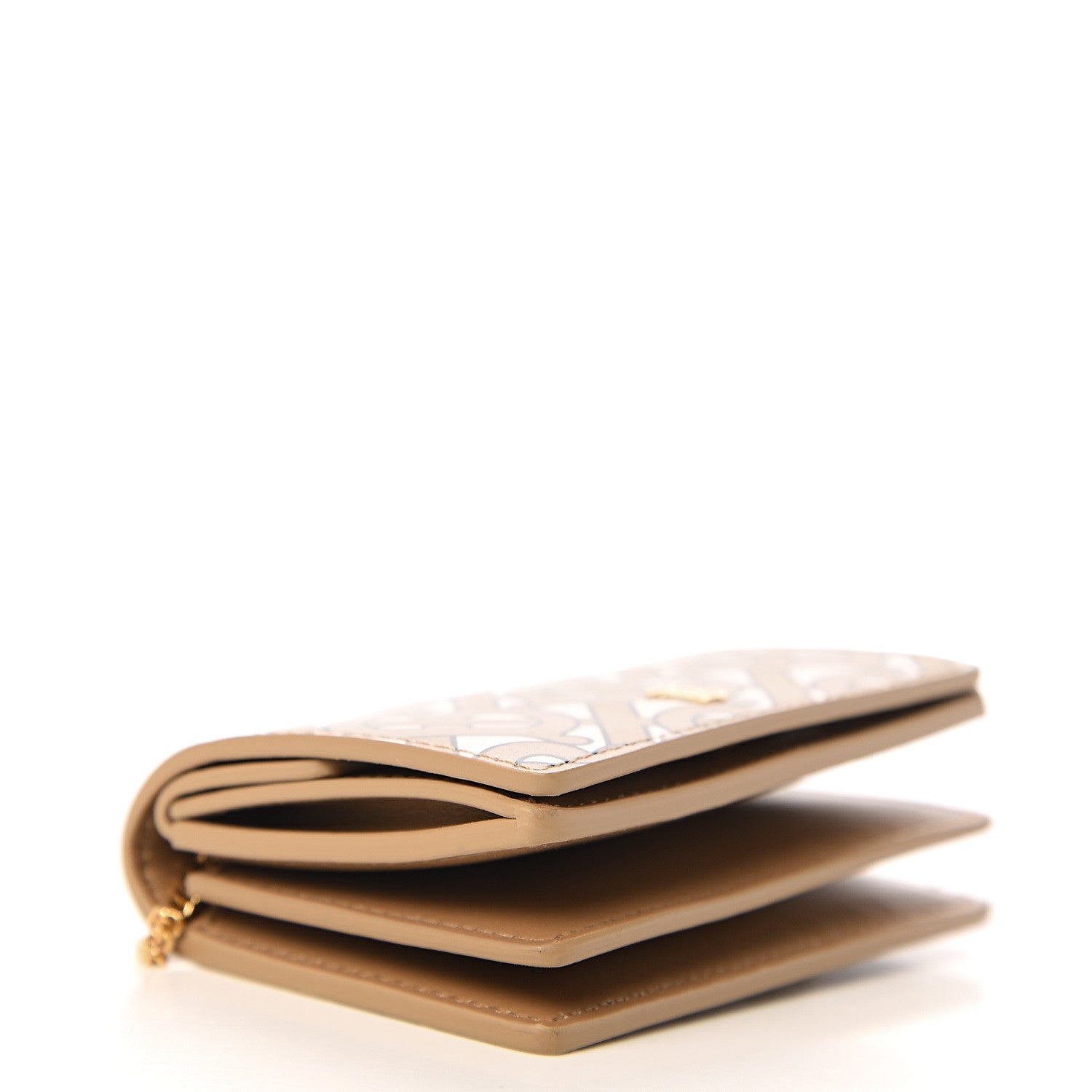 Burberry Calfskin Monogram Jessie Chain Card Case Beige 3 of 5