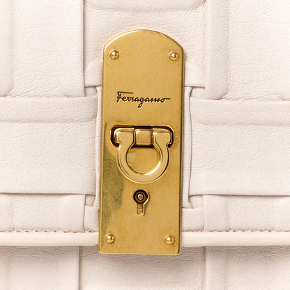 Salvatore Ferragamo Lambskin Woven Small Boxyz Bone 8 of 10