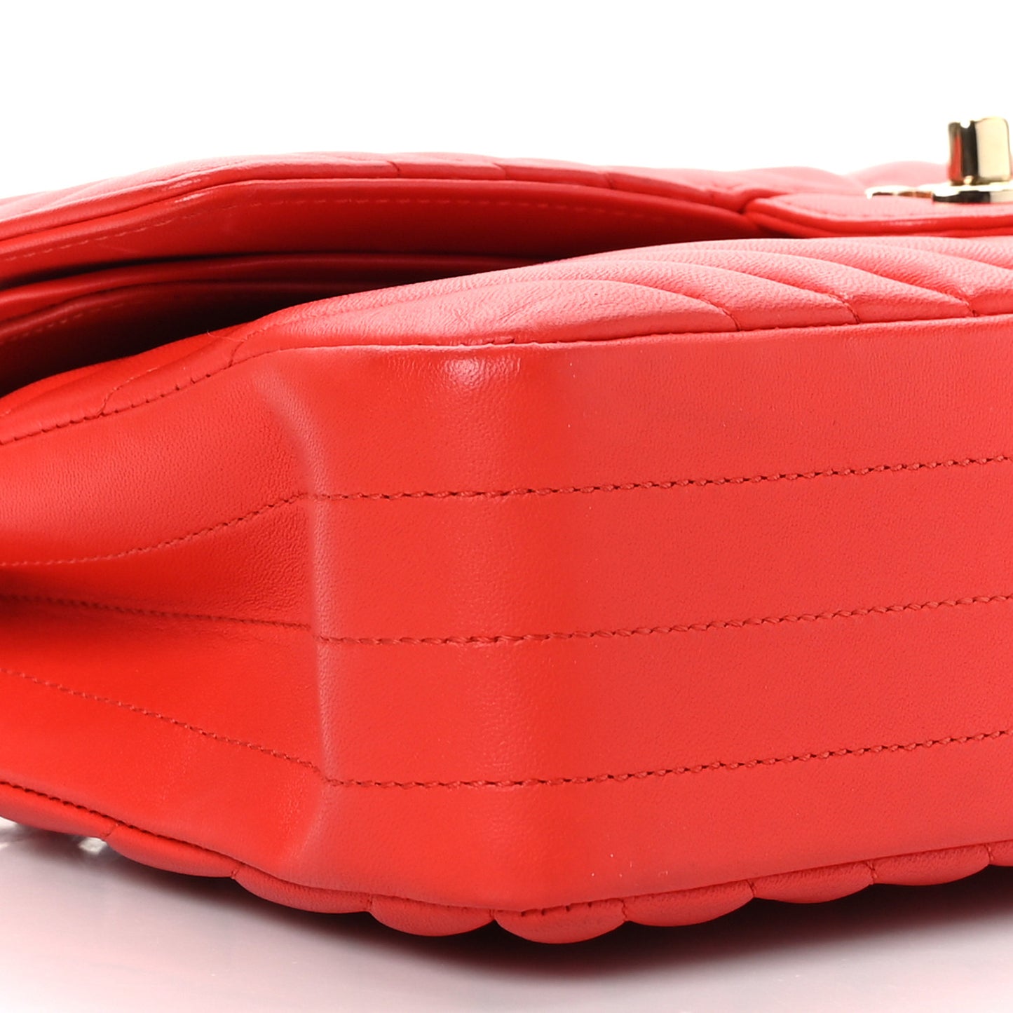 Lambskin Chevron Quilted Medium Double Flap Red