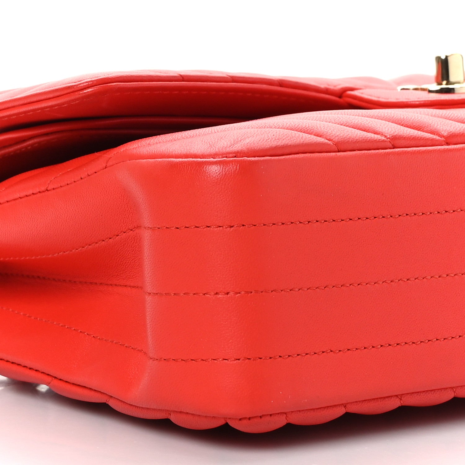 Chanel Lambskin Chevron Quilted Medium Double Flap Red 8 of 9