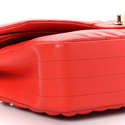 Chanel Lambskin Chevron Quilted Medium Double Flap Red 8 of 9