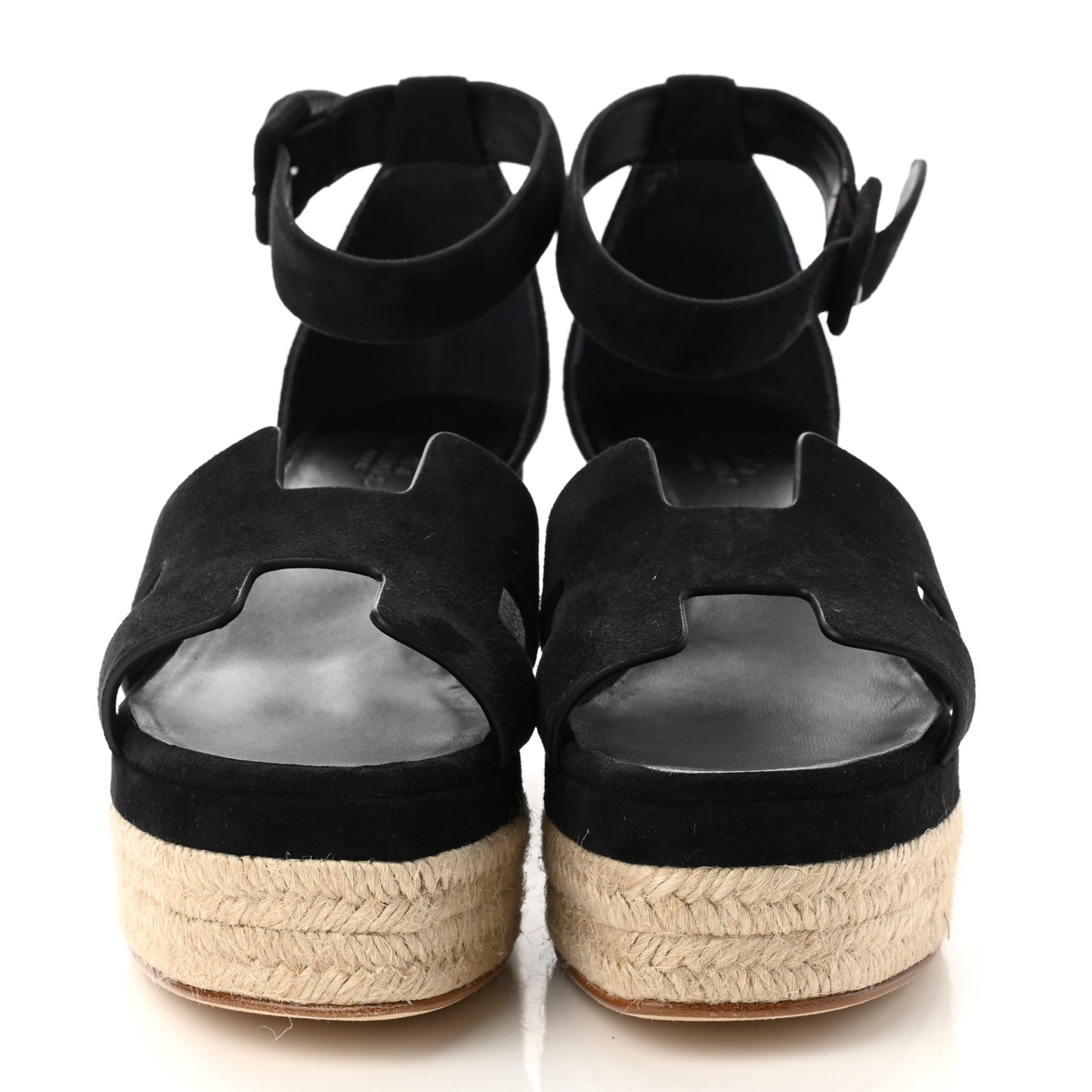 Goatskin Elda Espadrille Wedge Sandals 38 Black