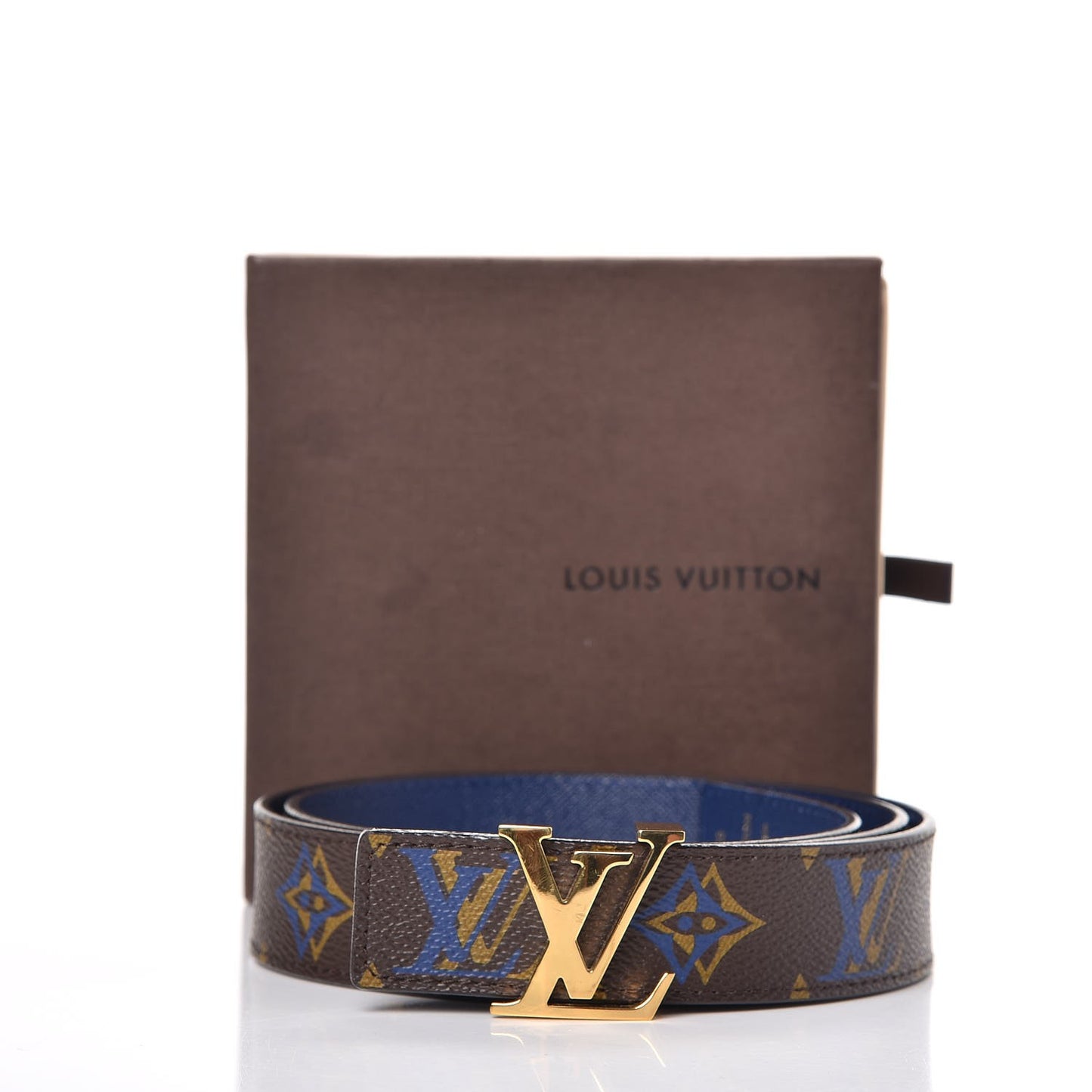 Calfskin Rainbow Monogram 30mm LV Initiales Reversible Belt 80 32