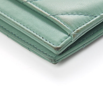 Chanel Lambskin Chevron Quilted Card Holder Wallet Green 12 of 17
