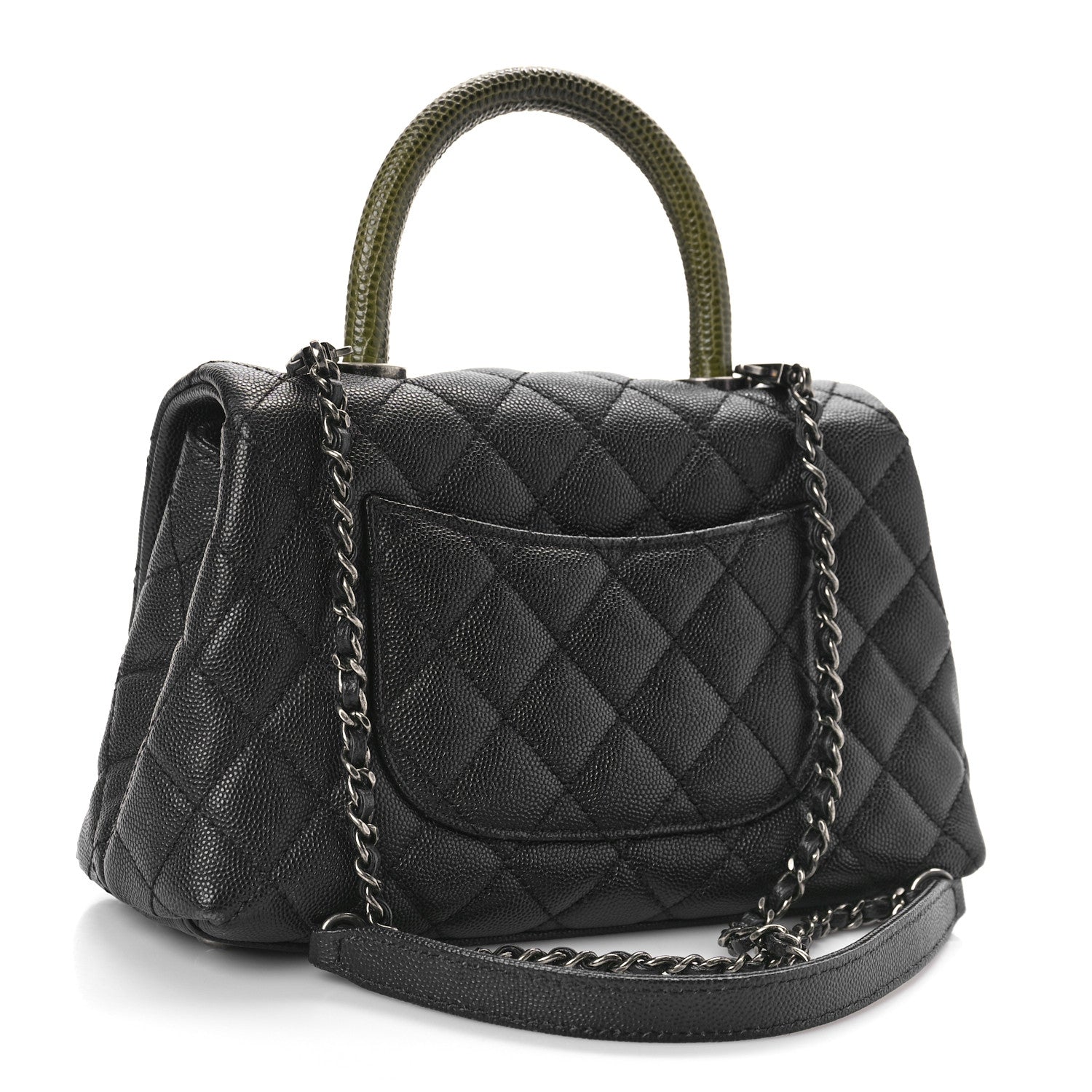 Chanel Caviar Lizard Embossed Quilted Mini Coco Handle Flap Black 3 of 9