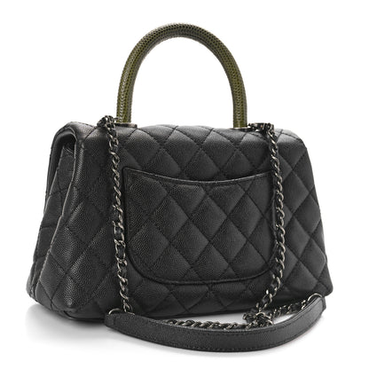 Chanel Caviar Lizard Embossed Quilted Mini Coco Handle Flap Black 3 of 9
