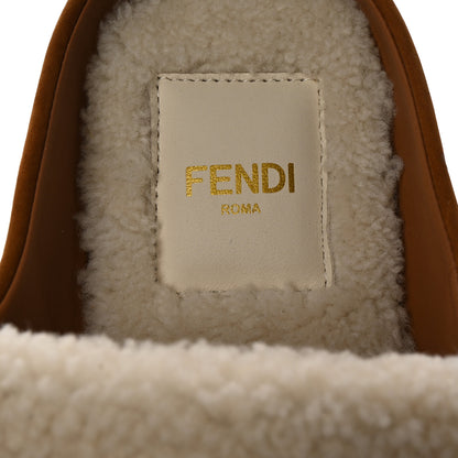Fendi Suede Shearling Baguette Mules 38 Caramello Latte 8 of 10