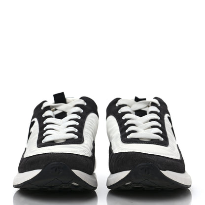 Chanel Nylon Suede Calfskin CC Sneakers 41 White Dark Grey 2 of 10
