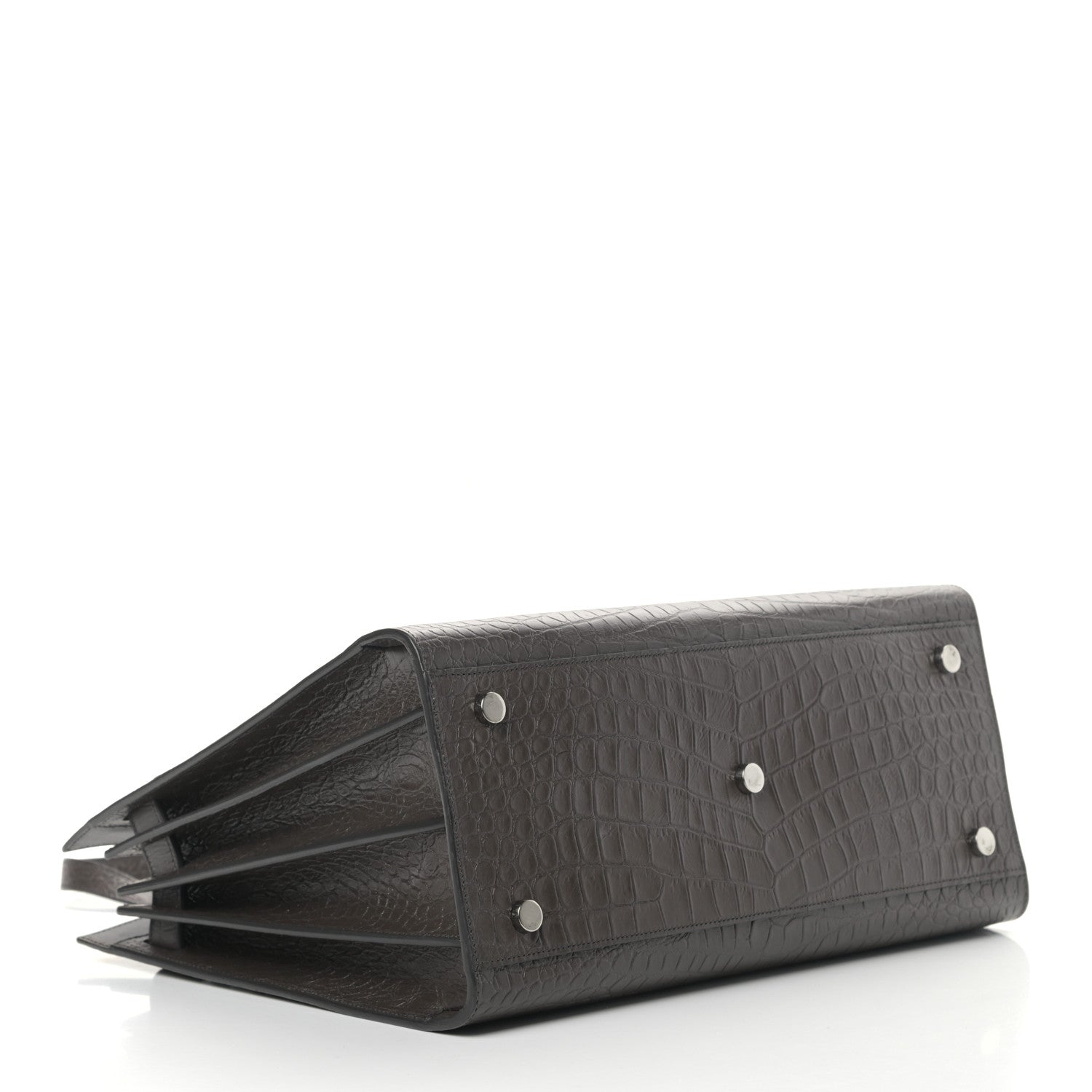Saint Laurent Calfskin Crocodile Embossed Small Sac De Jour Coal 4 of 9