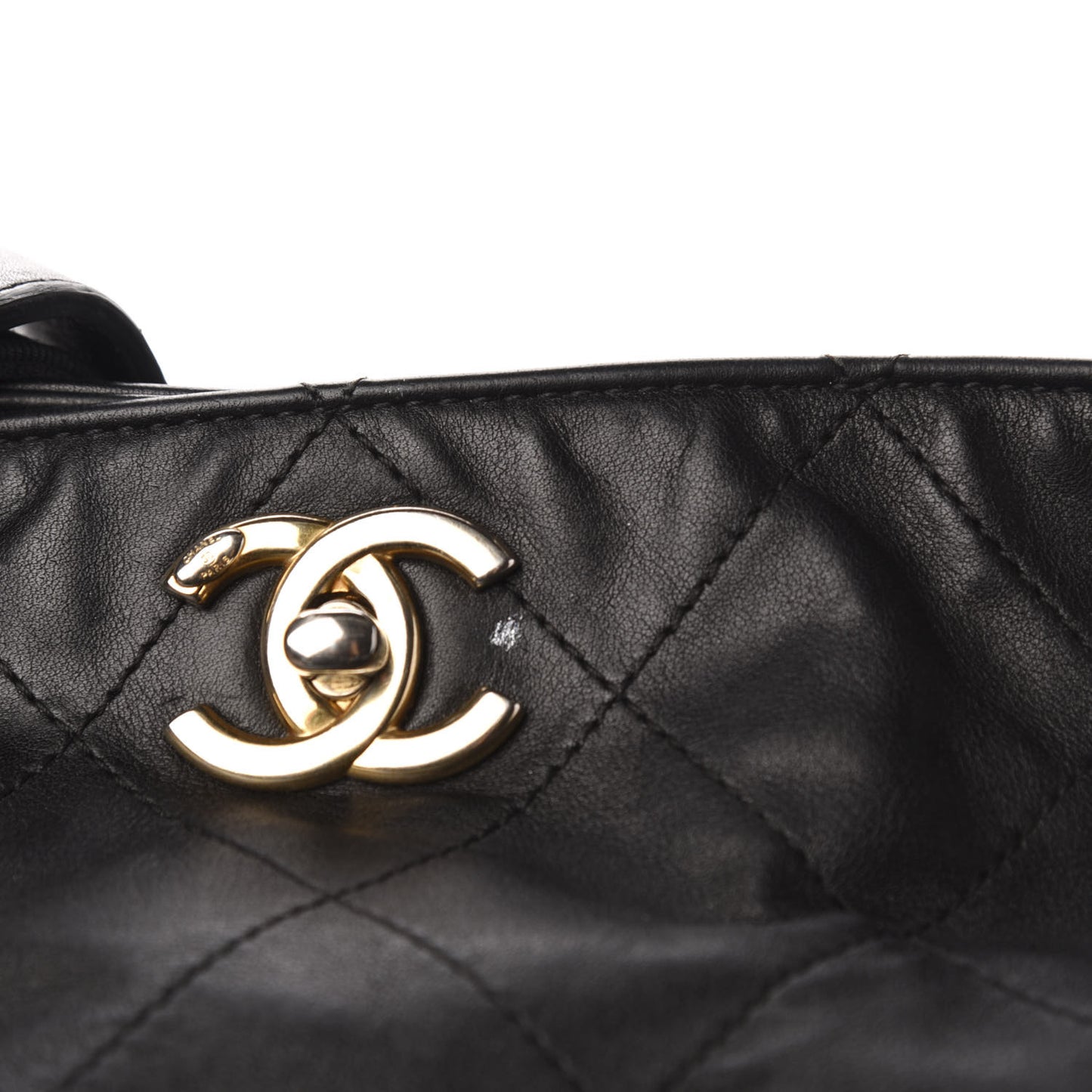 Calfskin Stitched Large Button Up Hobo Black