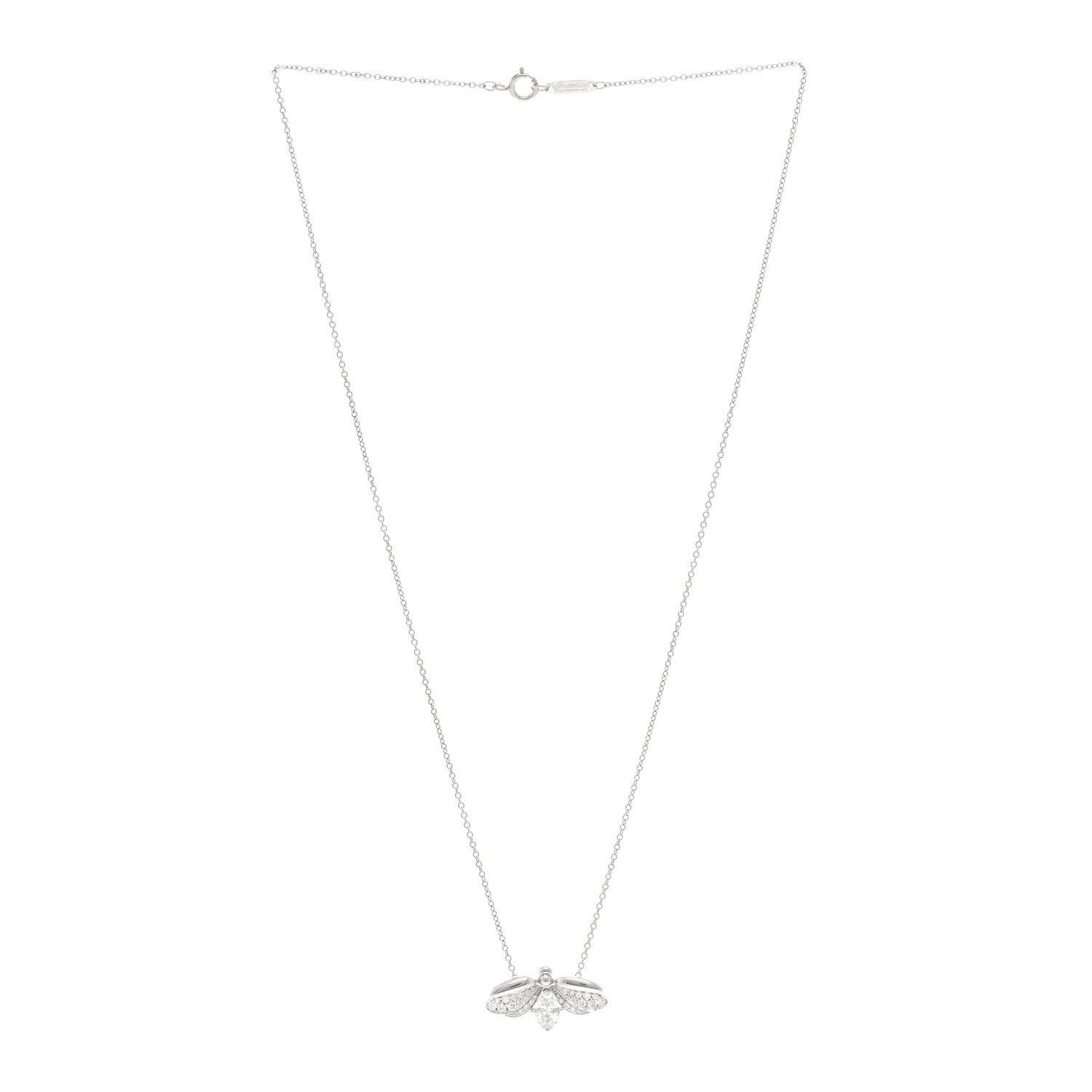Tiffany Platinum Diamond Paper Flowers Firefly Pendant Necklace 3 of 5