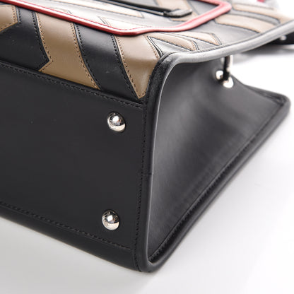 Fendi Vitello Century F is Fendi FF Diagonal Inlay Small Runaway Satchel Fango Black Fragola 6 of 10