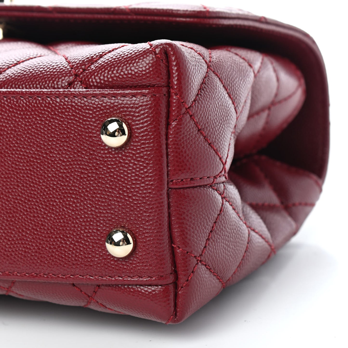 Caviar Lizard Embossed Quilted Mini Coco Handle Flap Burgundy