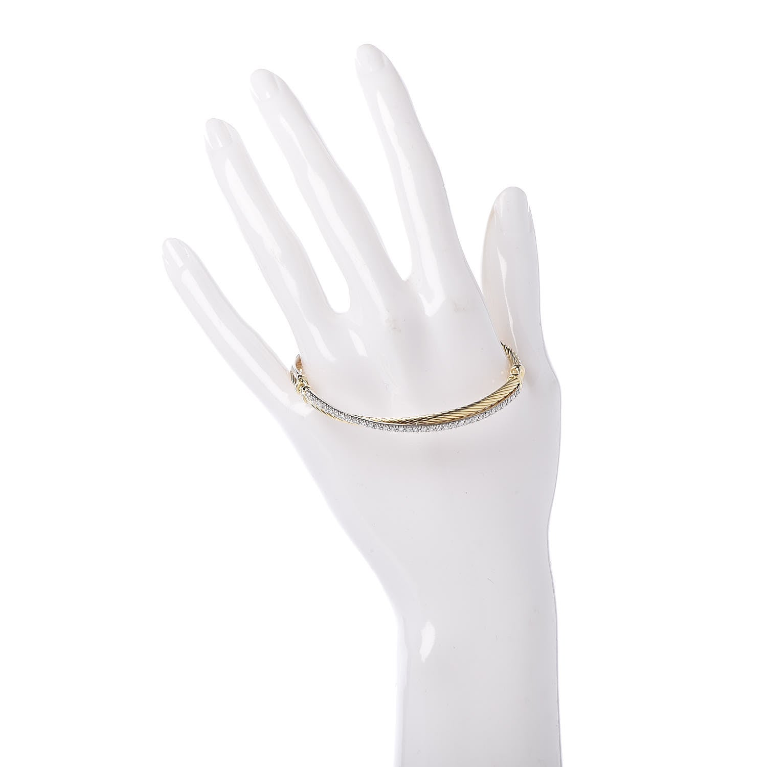 David Yurman 18K White Yellow Gold Diamond Crossover Bracelet 2 of 4