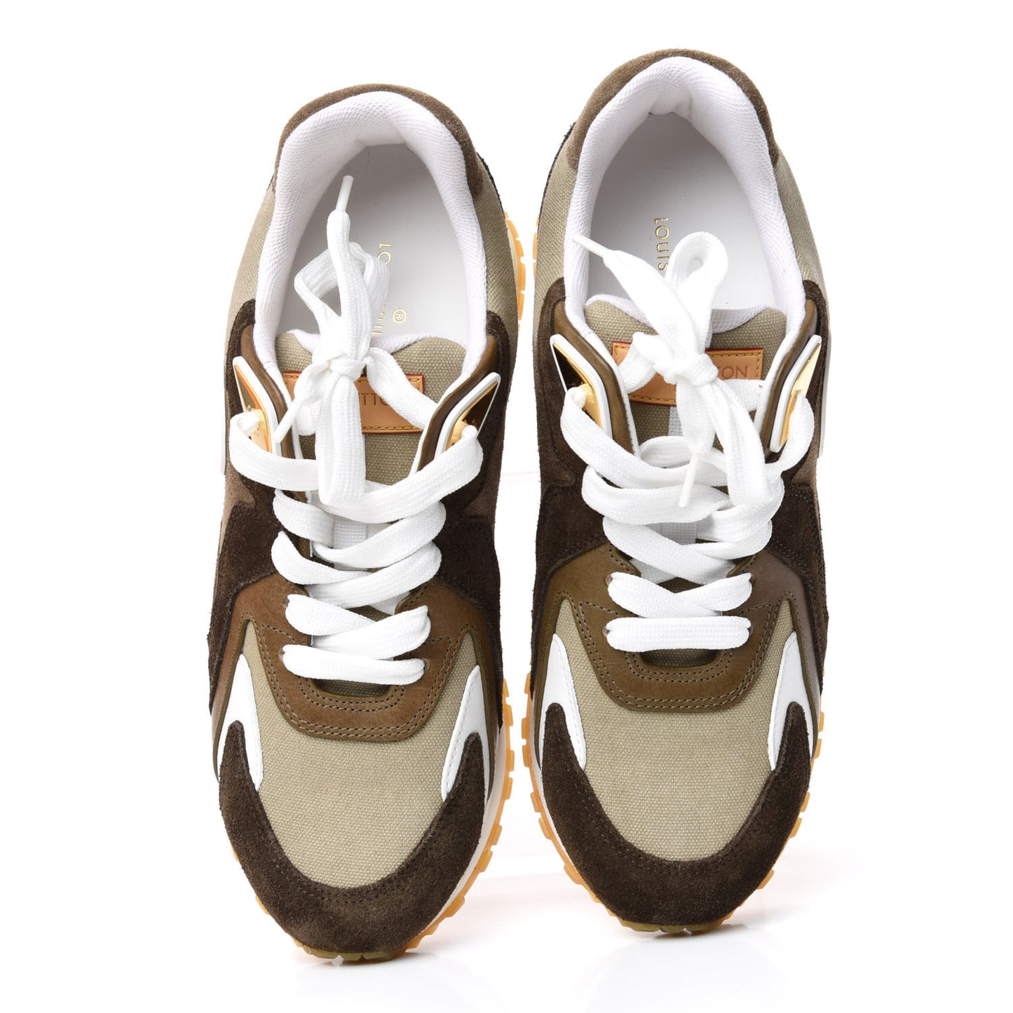 Calfskin Suede Run Away Sneakers 36 Kaki