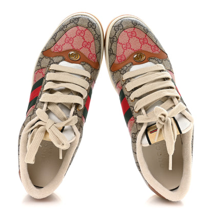 Gucci GG Supreme Monogram Harness Calfskin Web Mens Screener Sneakers 10.5 Beige Ebony Rosso Harness Brown 2 of 10