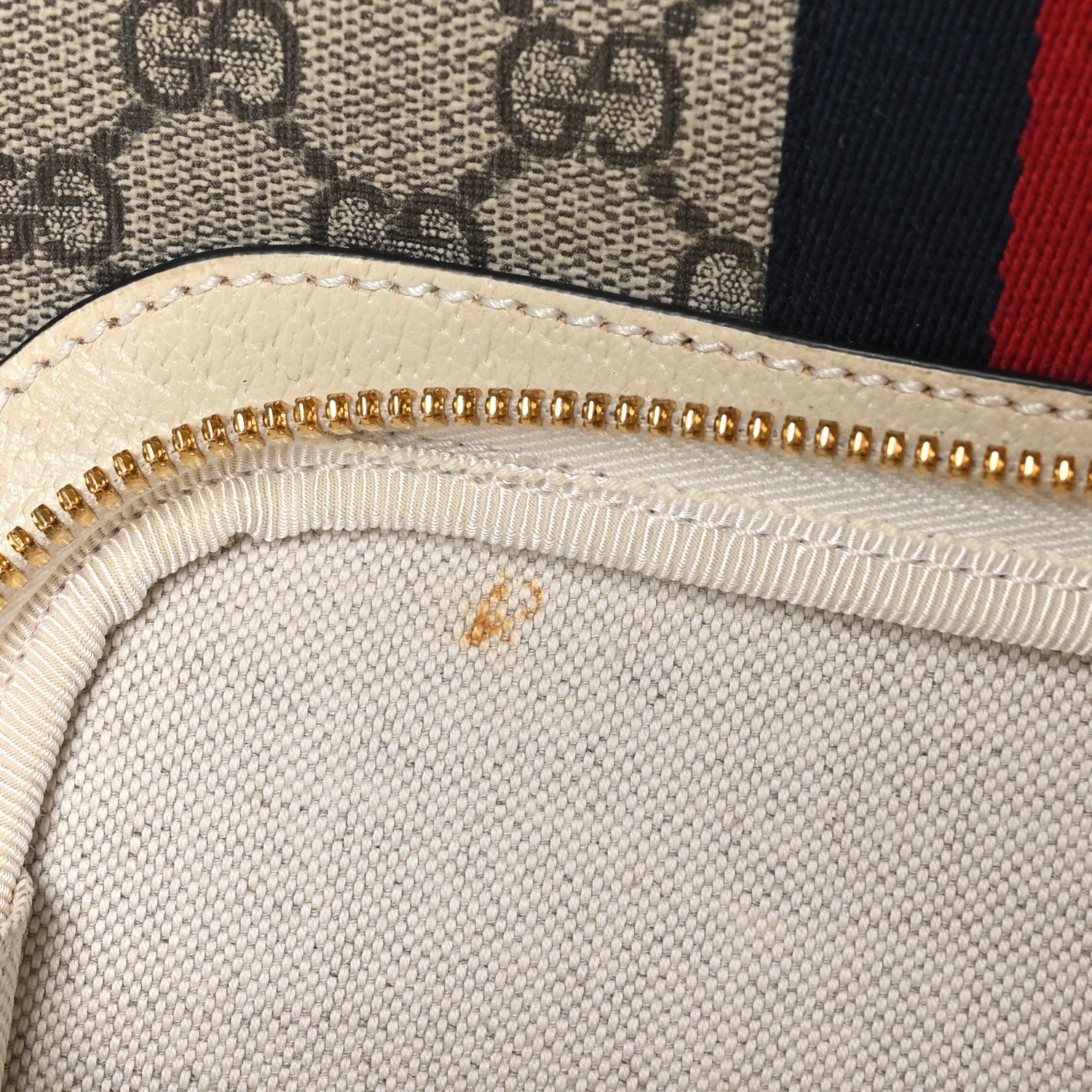 Gucci GG Supreme Monogram Textured Calfskin Web Small Ophidia Day Backpack Beige Ebony Mystic White 12 of 12