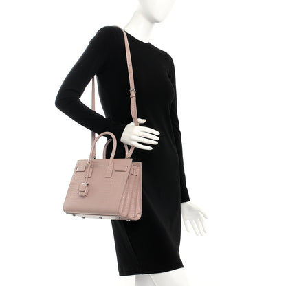 Saint Laurent Calfskin Crocodile Embossed Baby Sac De Jour Rose Antic 2 of 11