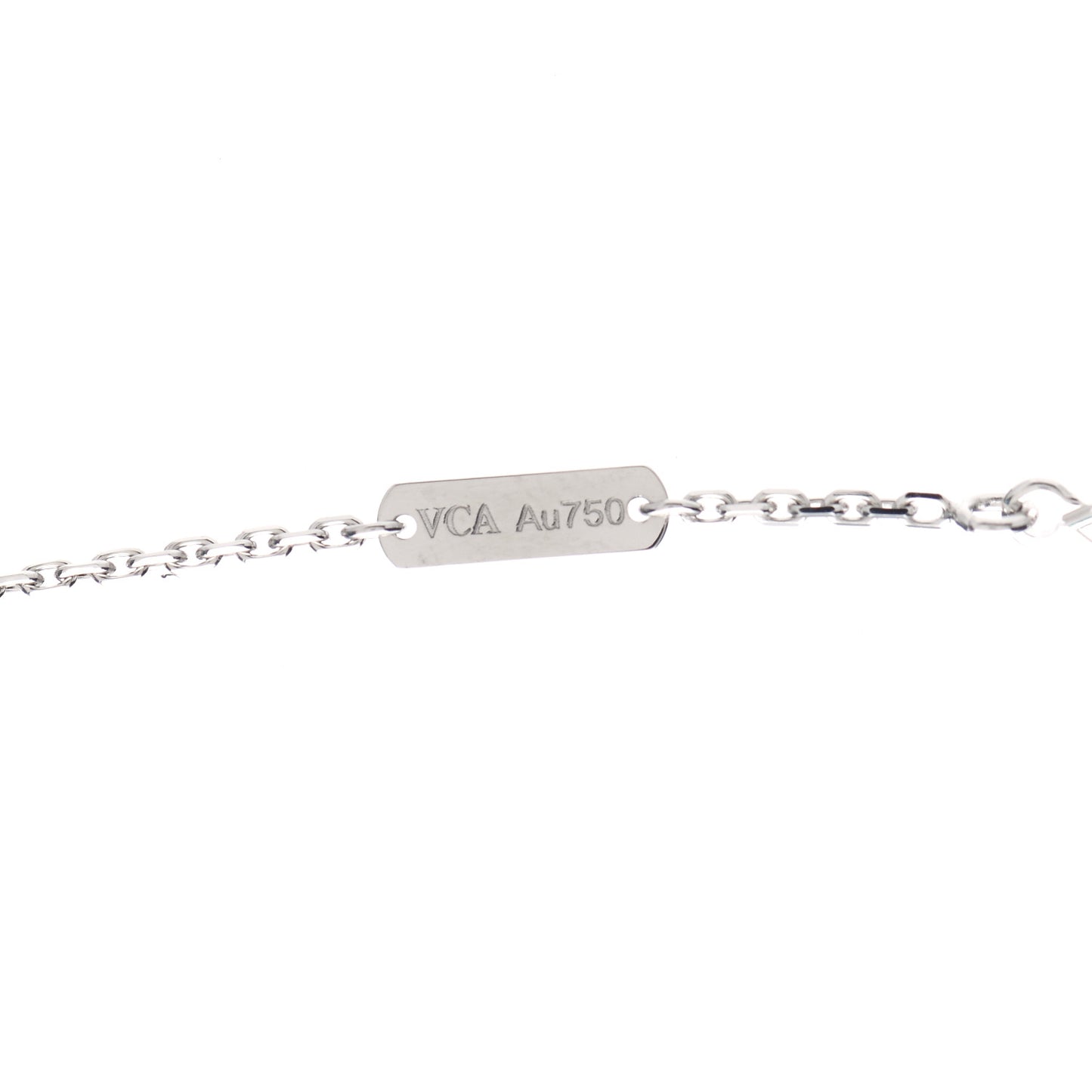 18K White Gold Diamond Guilloche Vintage Alhambra Pendant Necklace