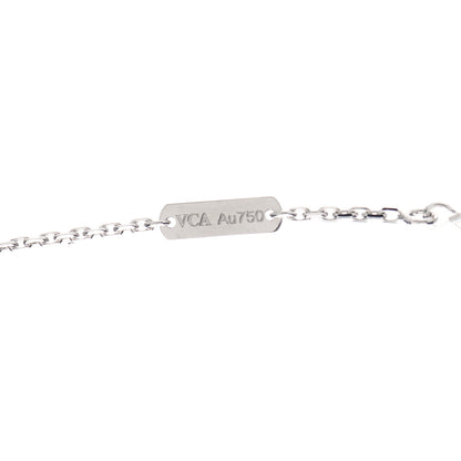 Van Cleef & Arpels 18K White Gold Diamond Guilloche Vintage Alhambra Pendant Necklace 6 of 7