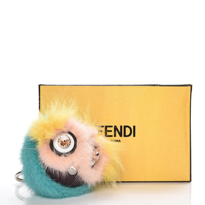 Fendi Shiny Nappa Mink Fox Fur Crystal QuTweet Dazzling Bag Bug Charm Bordeaux Seashell Multicolor 4 of 4