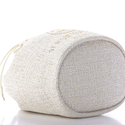 Chanel Lurex Boucle Deauville Drawstring Bag Ivory 6 of 9