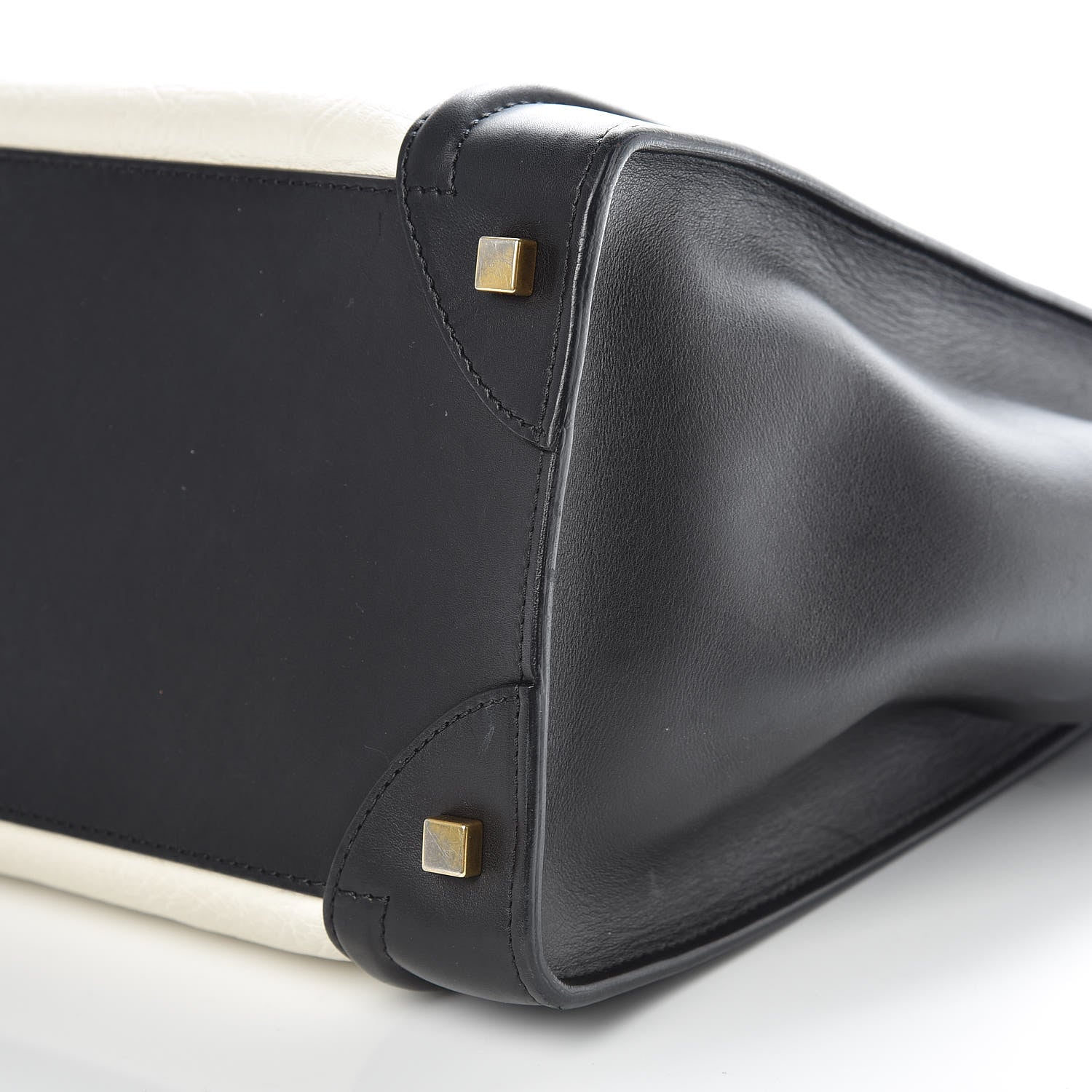 Celine Smooth Calfskin Shrunken Lambskin Mini Bi-Color Luggage Black White 14 of 14