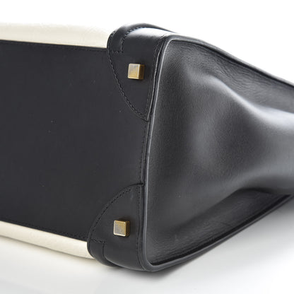 Celine Smooth Calfskin Shrunken Lambskin Mini Bi-Color Luggage Black White 14 of 14
