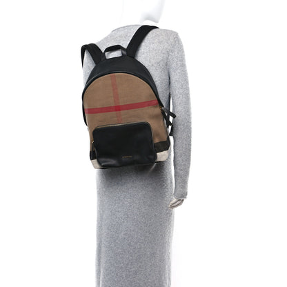 Burberry Mega Check Calfskin Abbeydale Simple Backpack Black Camel 2 of 9