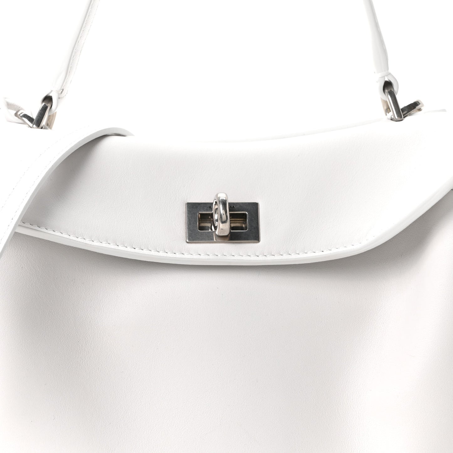 Natural Smooth Calfskin Mini Rodeo Top Handle Handbag Optic White