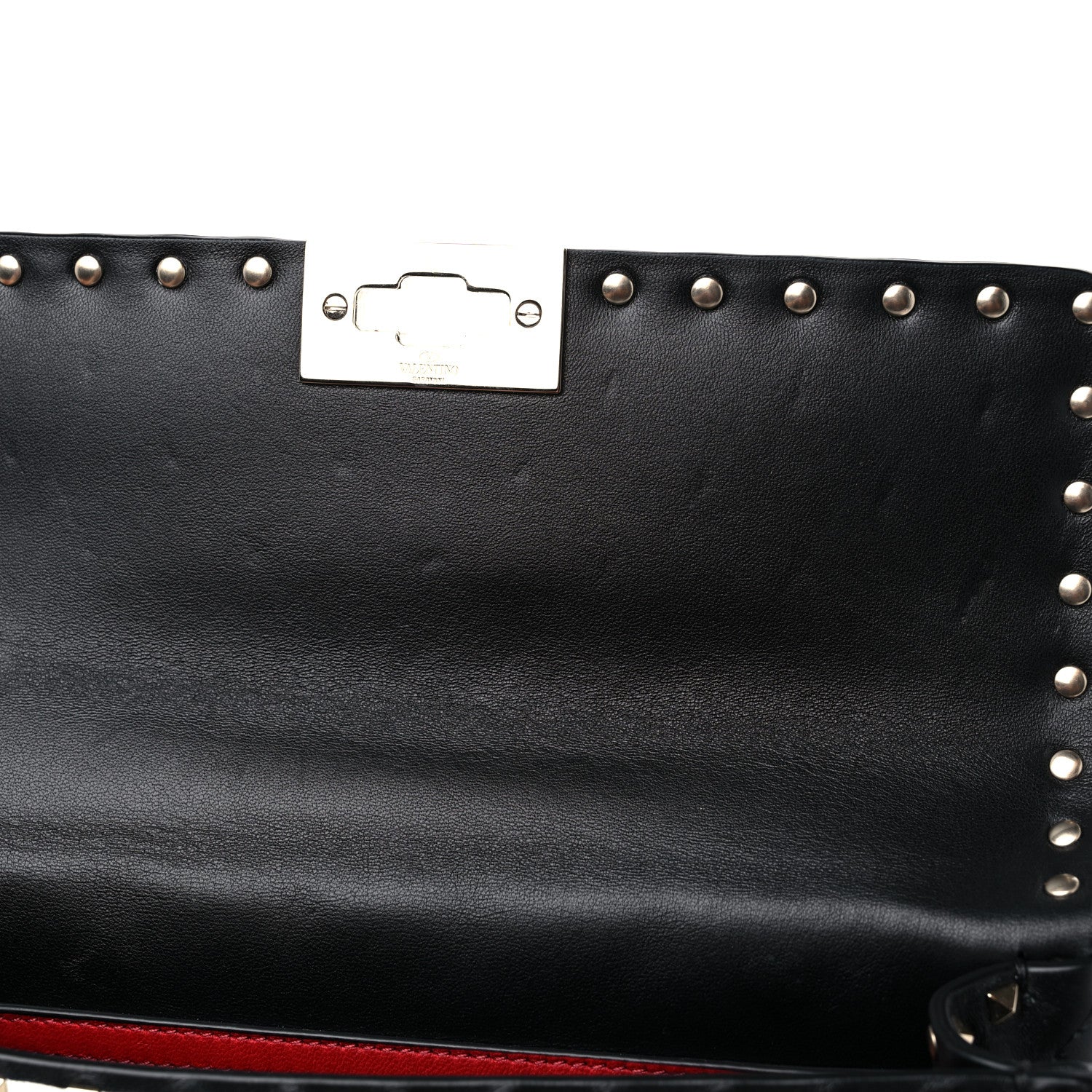 Valentino Garavani Lambskin Vlogo Print Medium Rockstud Spike Shoulder Bag Black 9 of 9