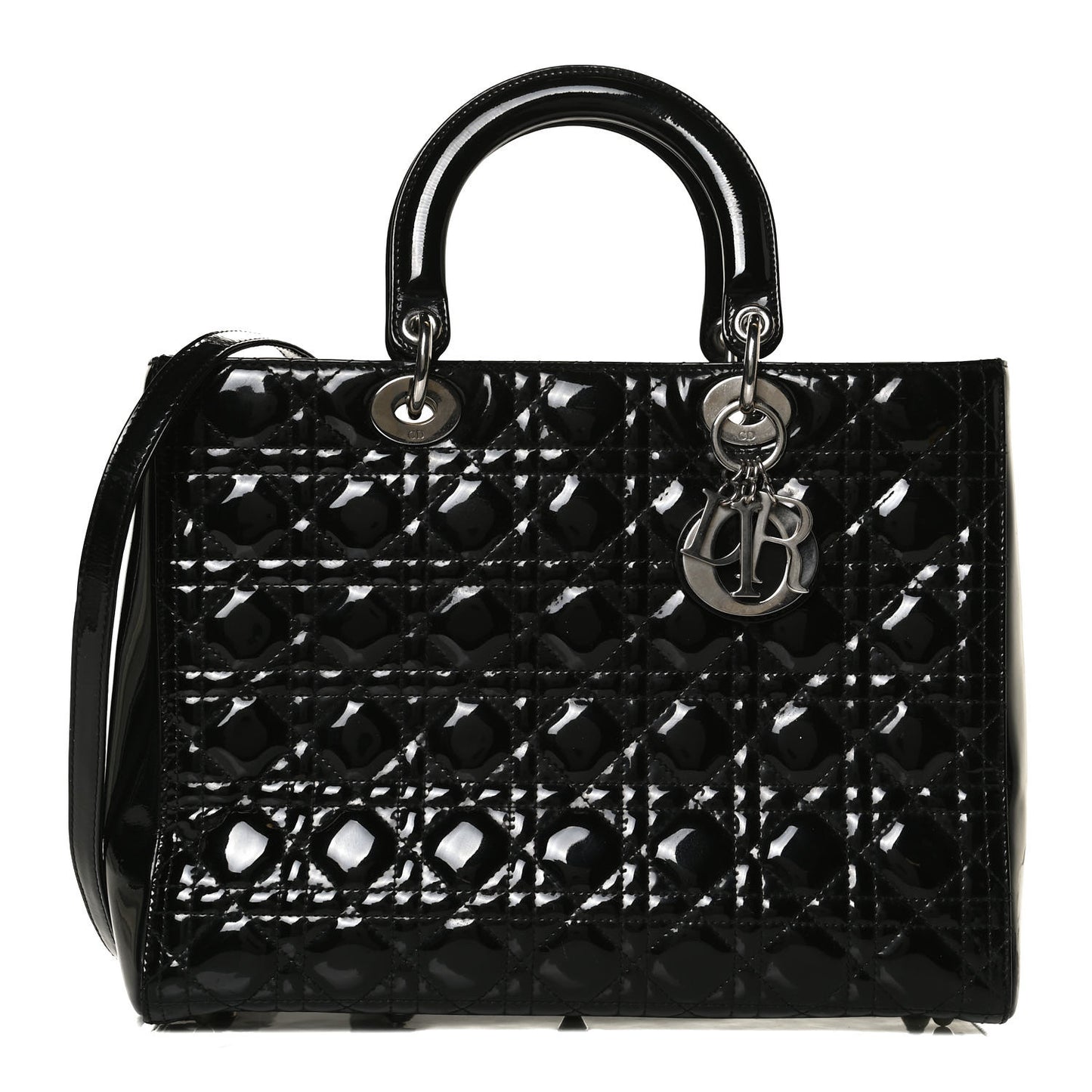 Patent Cannage Large Lady Dior Black