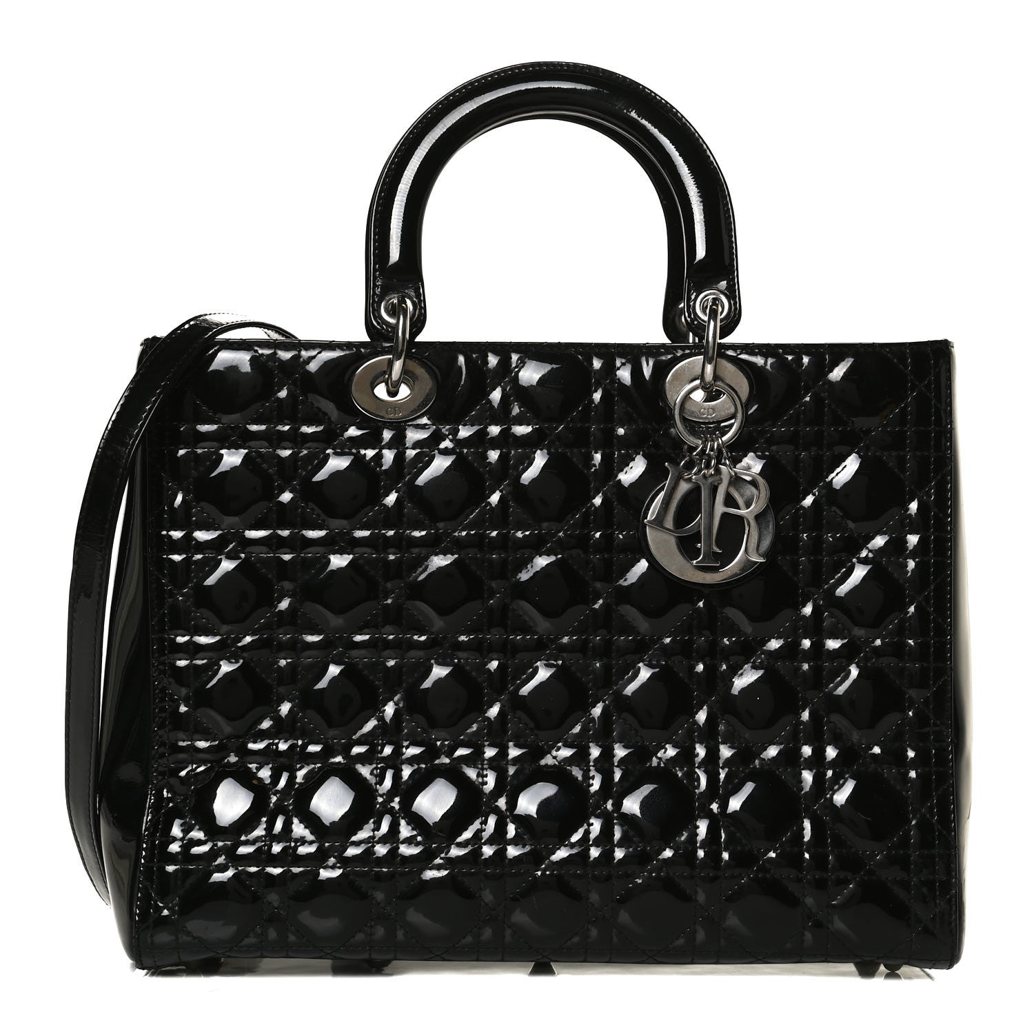 Christian Dior Patent Cannage Large Lady Dior Black 1 of 12