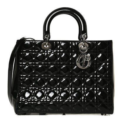 Christian Dior Patent Cannage Large Lady Dior Black 1 of 12