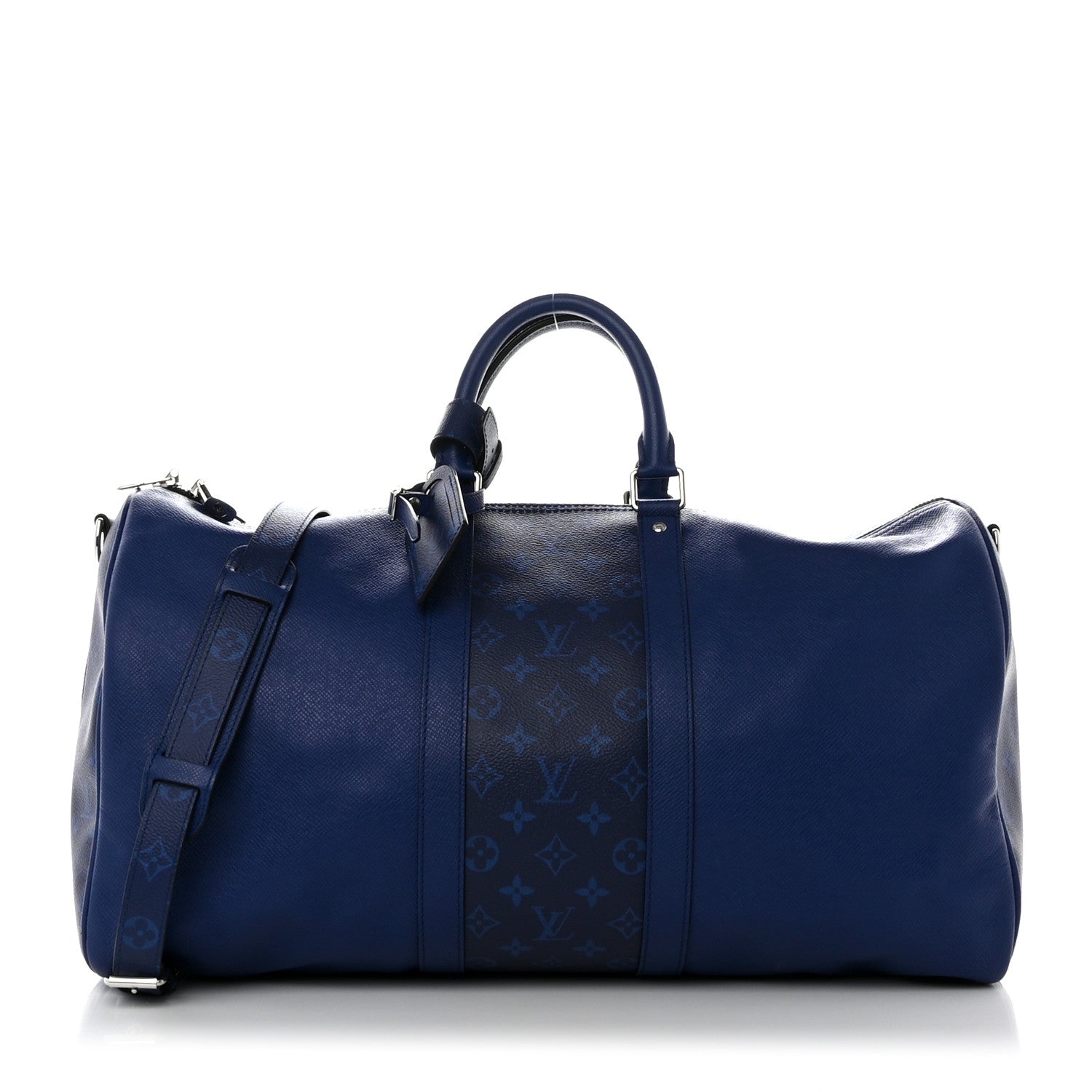 Louis Vuitton Taiga Monogram Eclipse Keepall Bandouliere 50 Pacific Blue 1 of 9