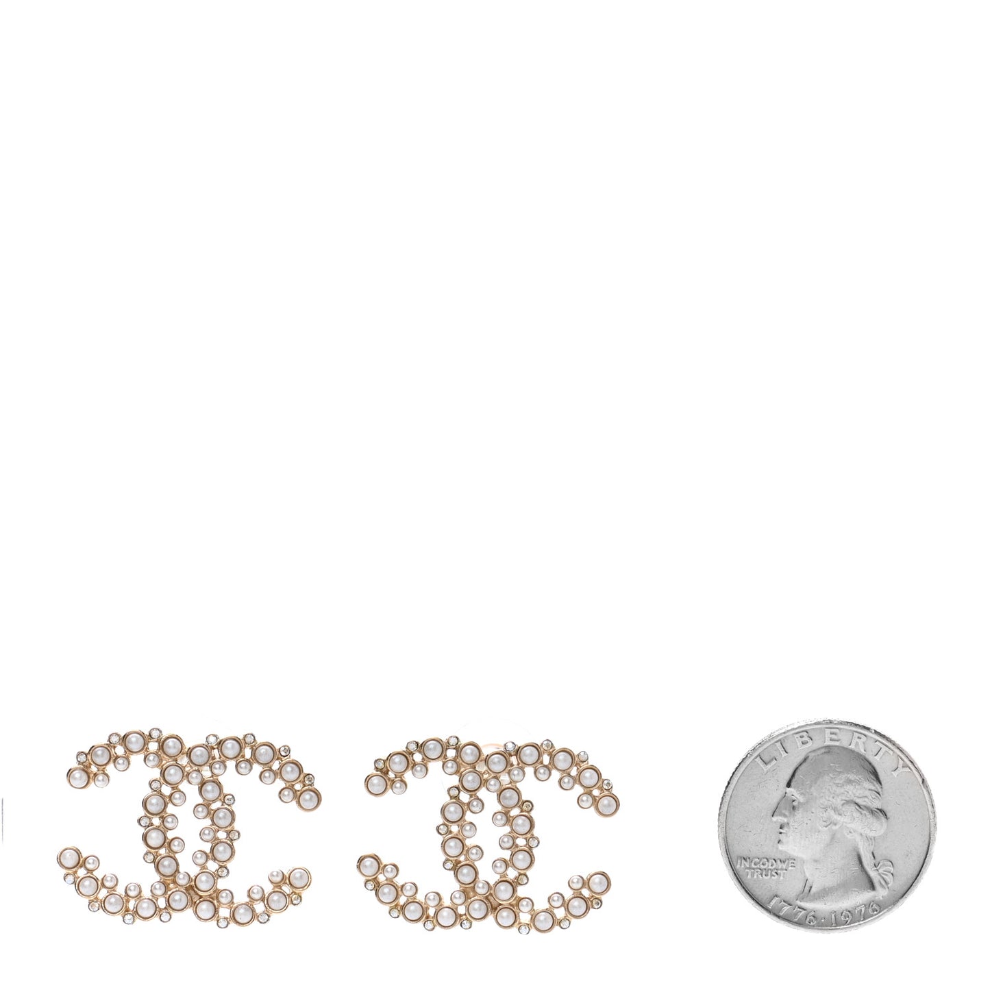 Pearl Crystal Snow Splash CC Earrings Gold