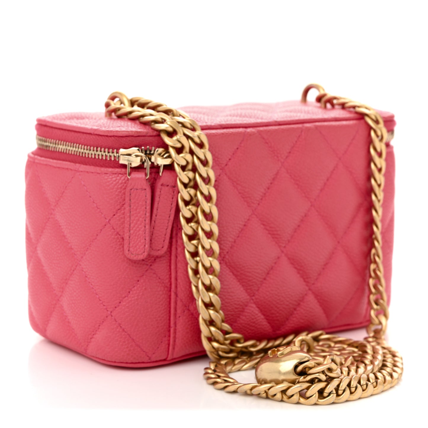 Caviar Quilted Sweetheart Vanity Case Pink
