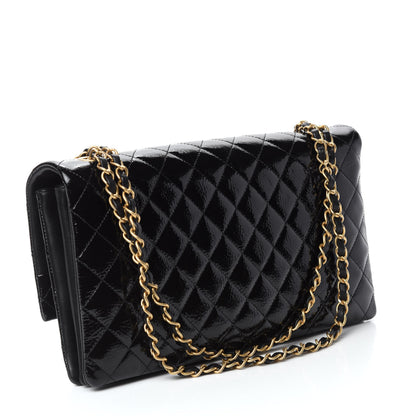 Chanel Patent Goatskin Quilted 3 Pocket Accordion Flap Black 3 of 11