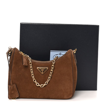 Prada Scamosciato Suede Mini Re-Edition Shoulder Bag Cacao 10 of 10