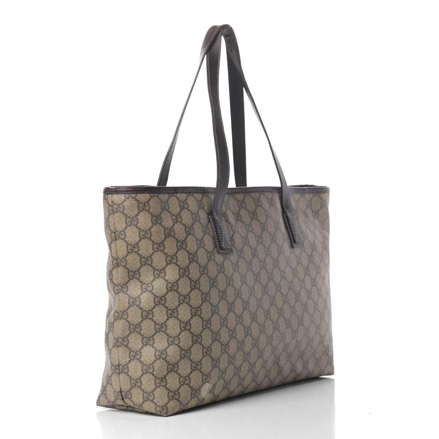 Gucci GG Supreme Monogram Medium Zippered Shopping Tote Dark Brown 2 of 8