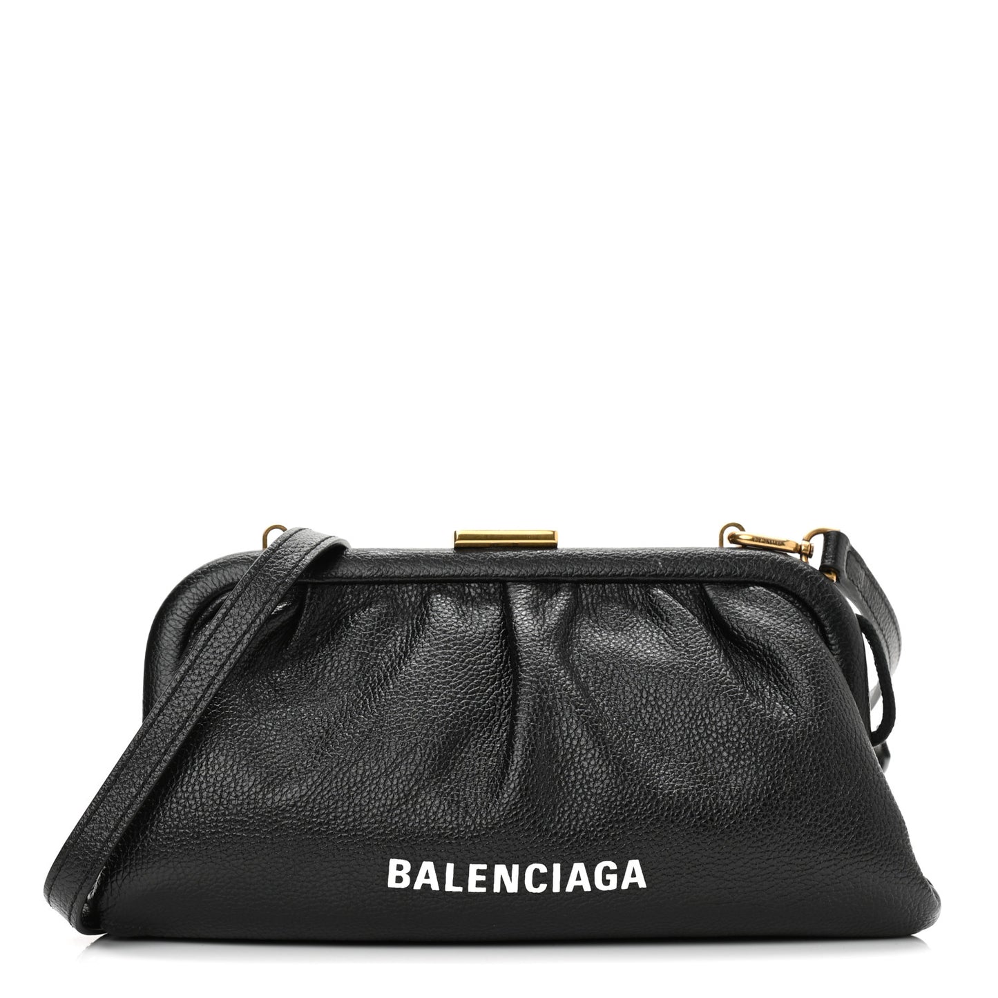 Grained Calfskin Logo Cloud Clutch XS Black