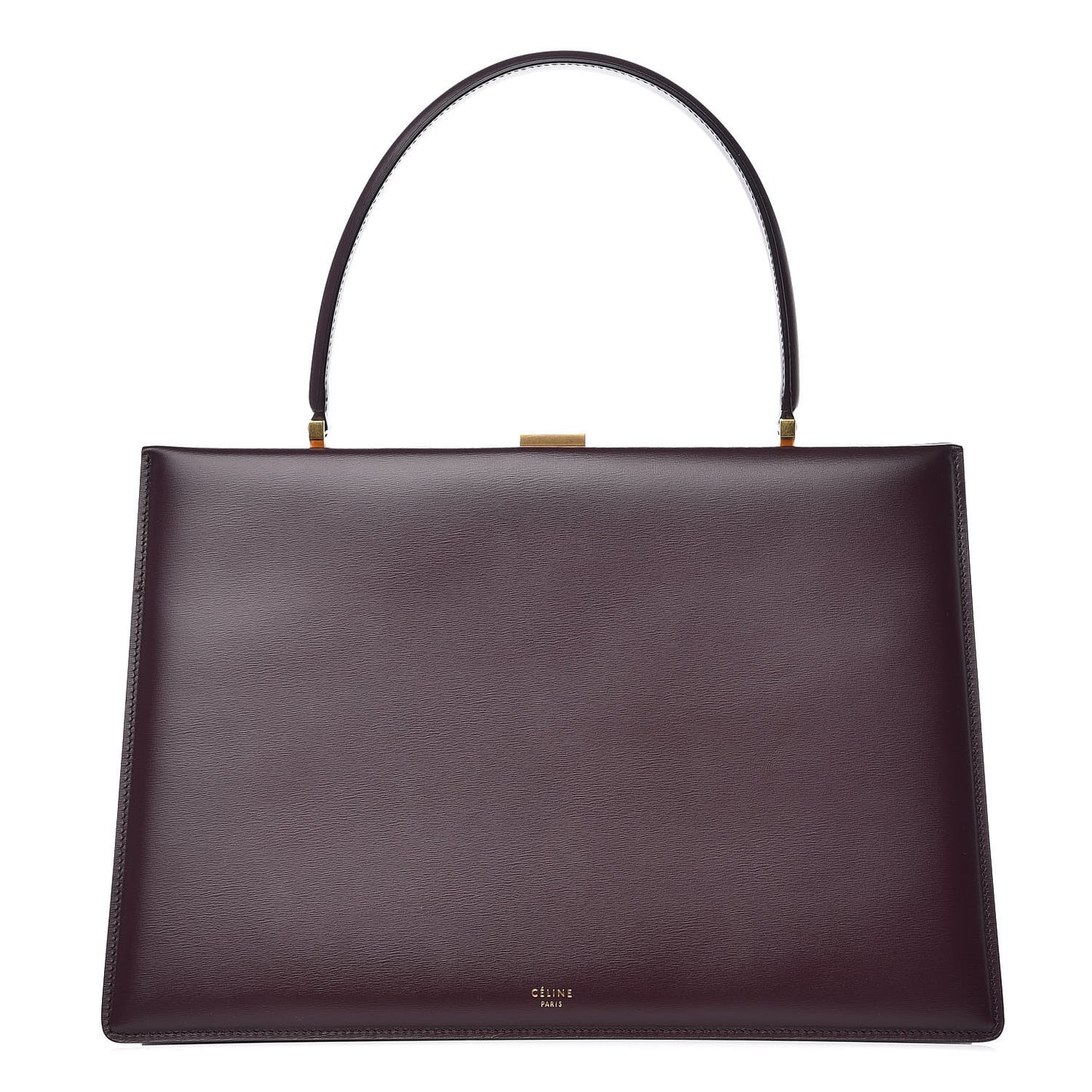 Box Calfskin Medium Clasp Bag Burgundy