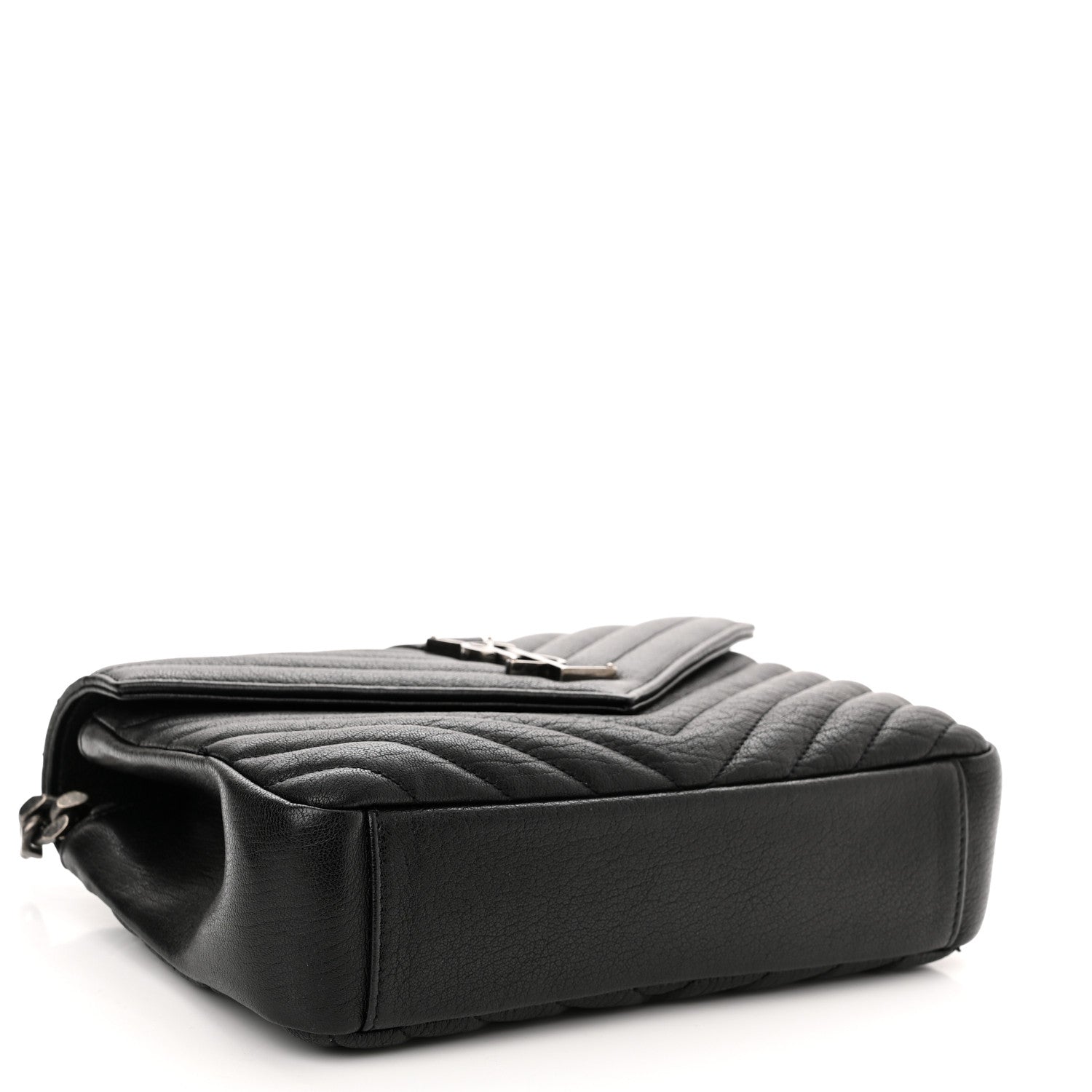 Saint Laurent Sheepskin Matelasse Chevron Monogram Medium College Bag Black 4 of 12