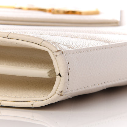 Saint Laurent Grain De Poudre Matelasse Chevron Monogram Chain Wallet Porcellana 6 of 8