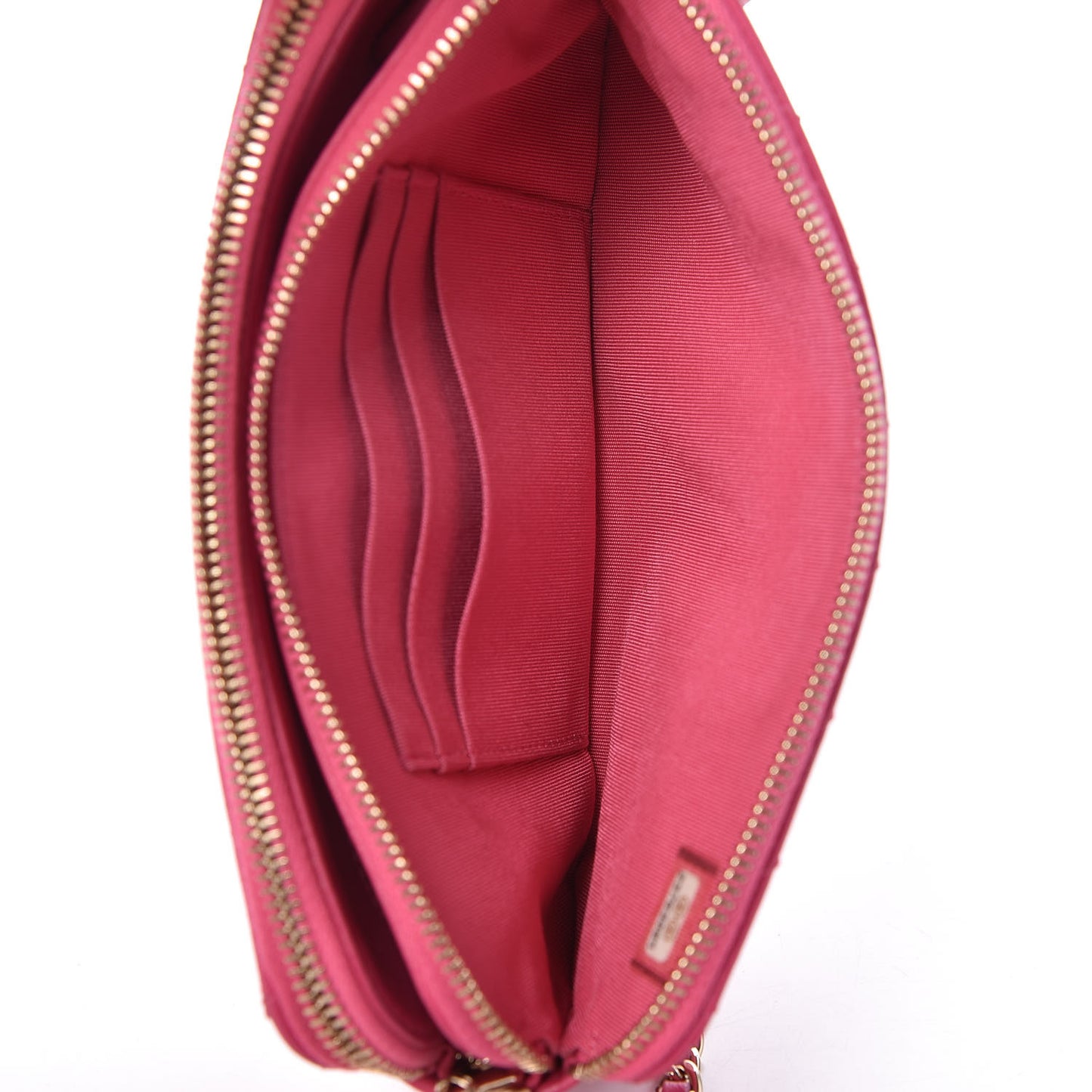 Lambskin Chevron Quilted Small Clutch With Chain Pink