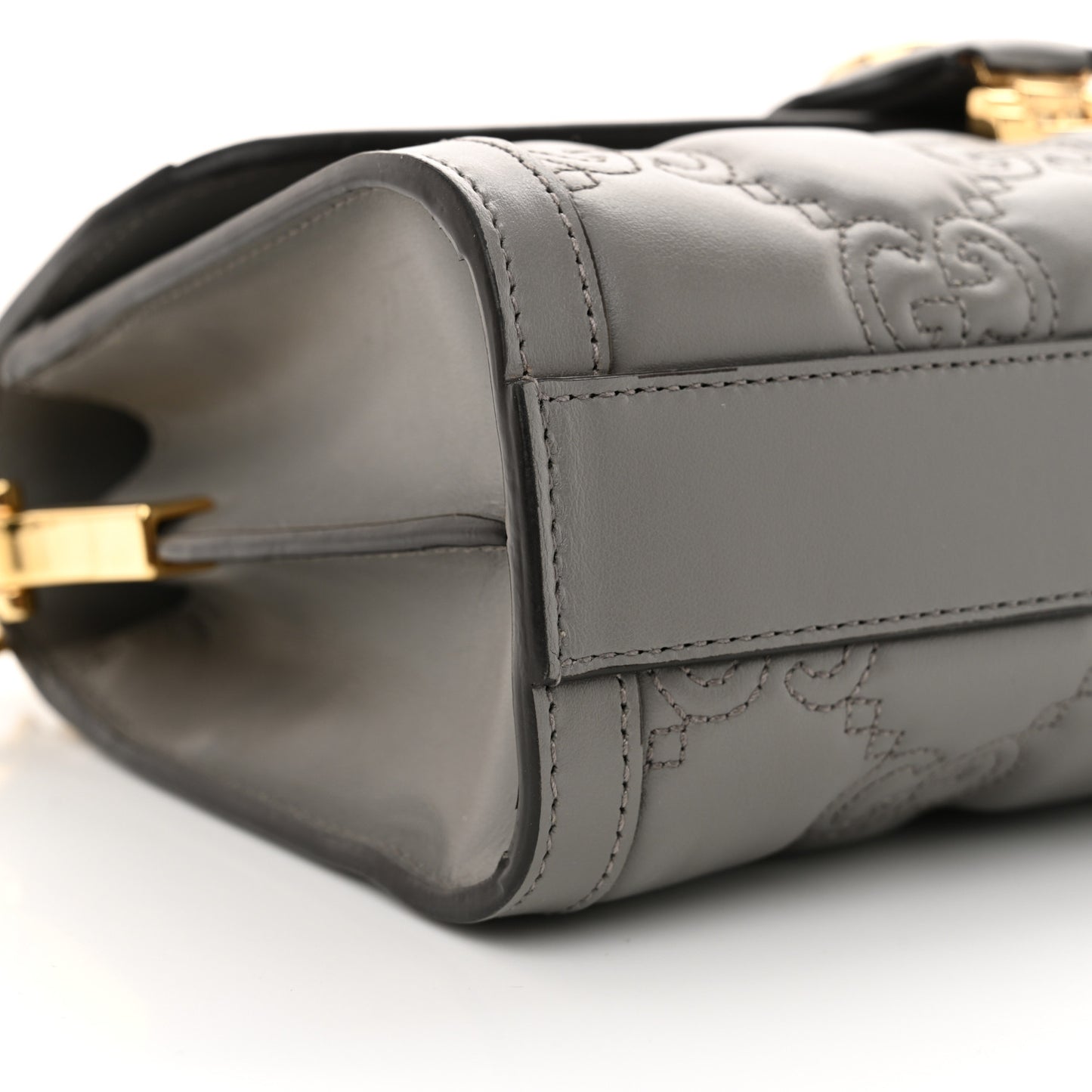 Calfskin GG Matelasse Small Flap Shoulder Bag Dusty Grey Natural
