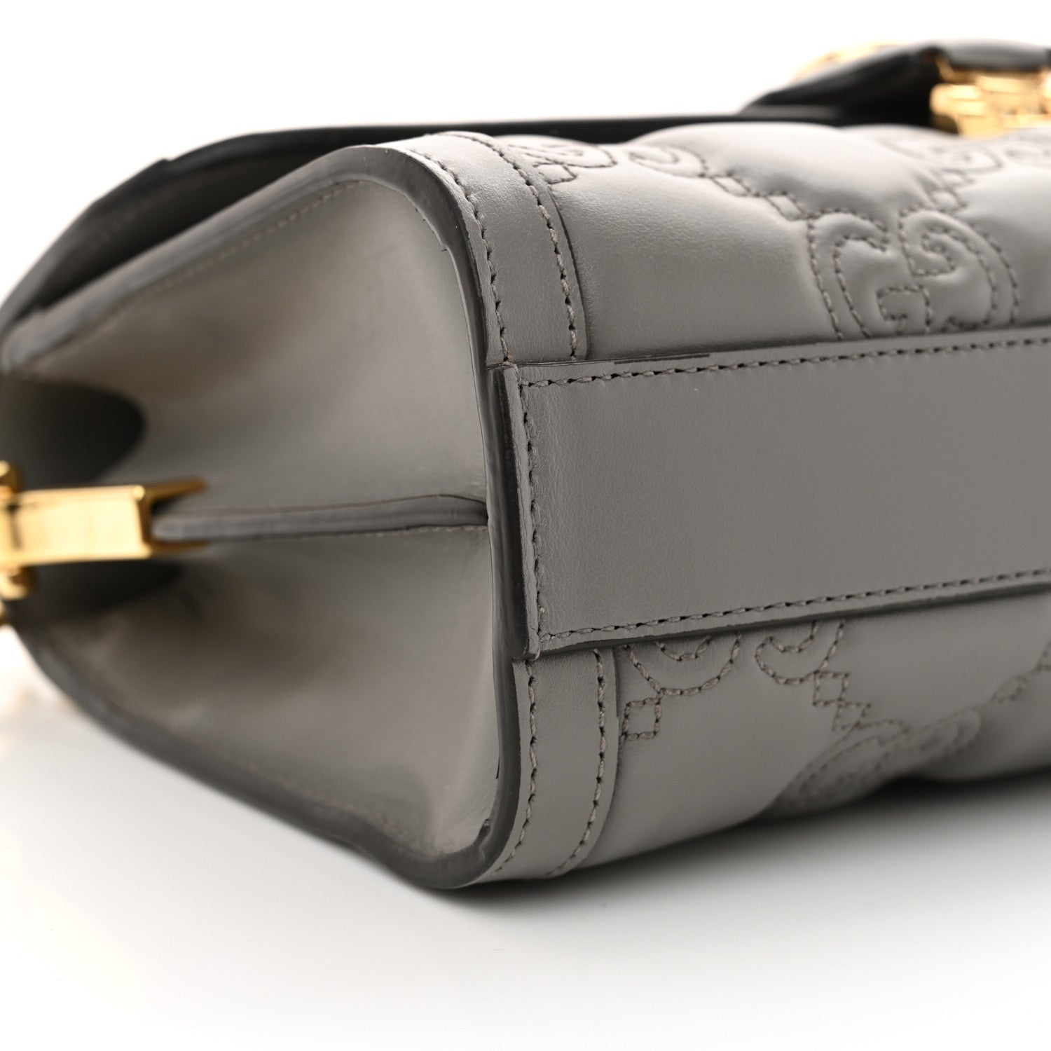 Gucci Calfskin GG Matelasse Small Flap Shoulder Bag Dusty Grey Natural 10 of 14